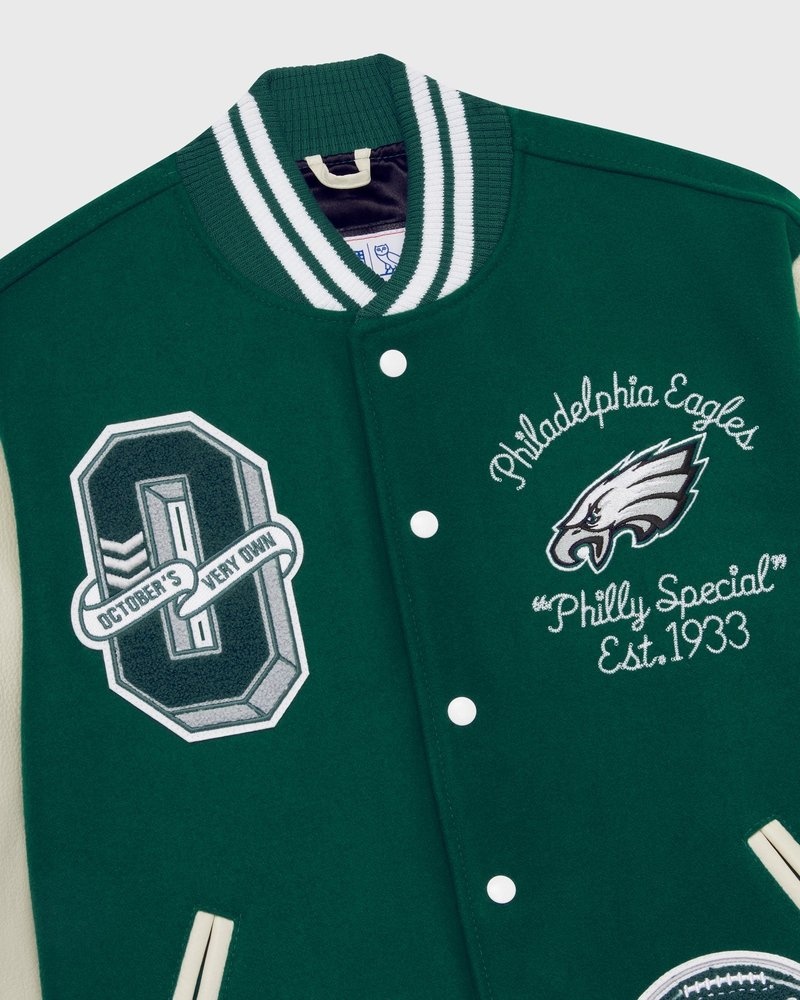 ropa de abrigo octobers very own ovo nfl philadelphia eagles varsity jacket verdes