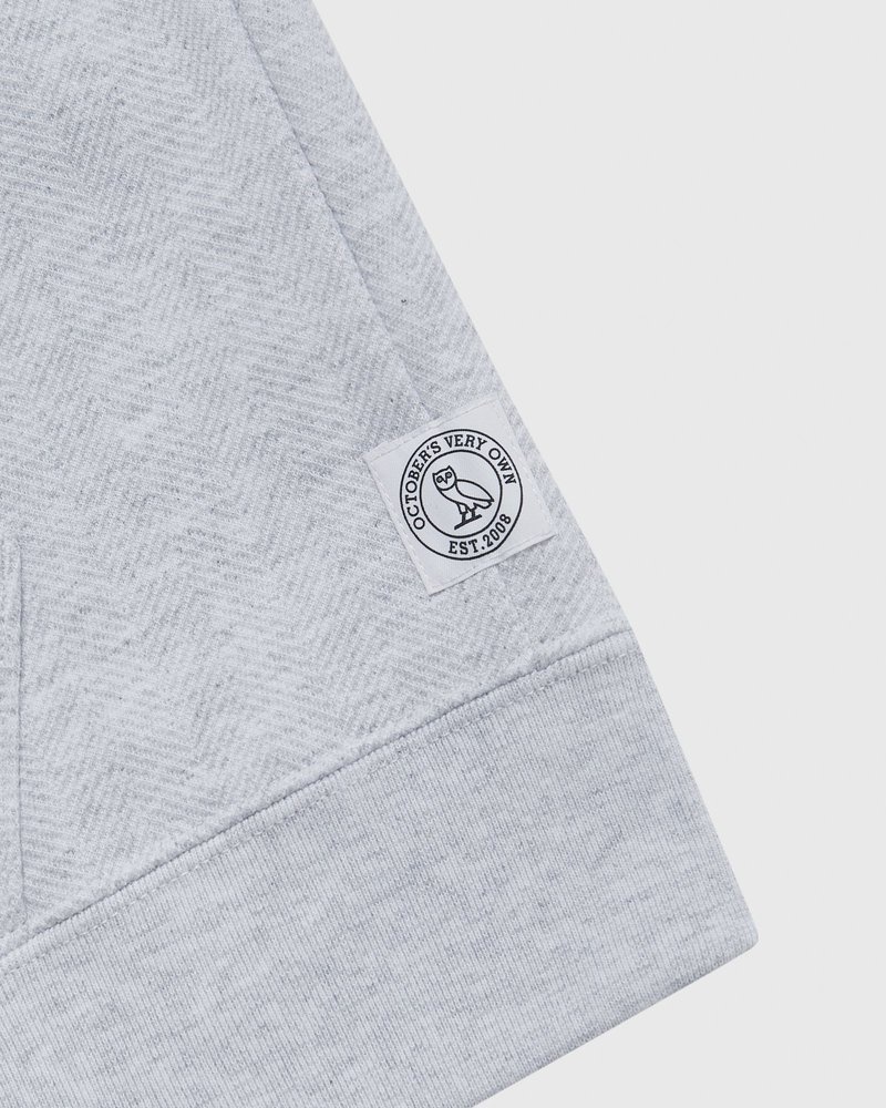 suéteres octobers very own ovo herringbone full-zip hoodie grises