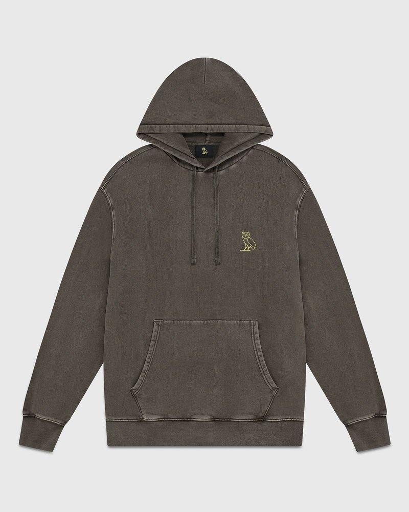 suéteres octobers very own ovo muskoka garment dyed hoodie marrom