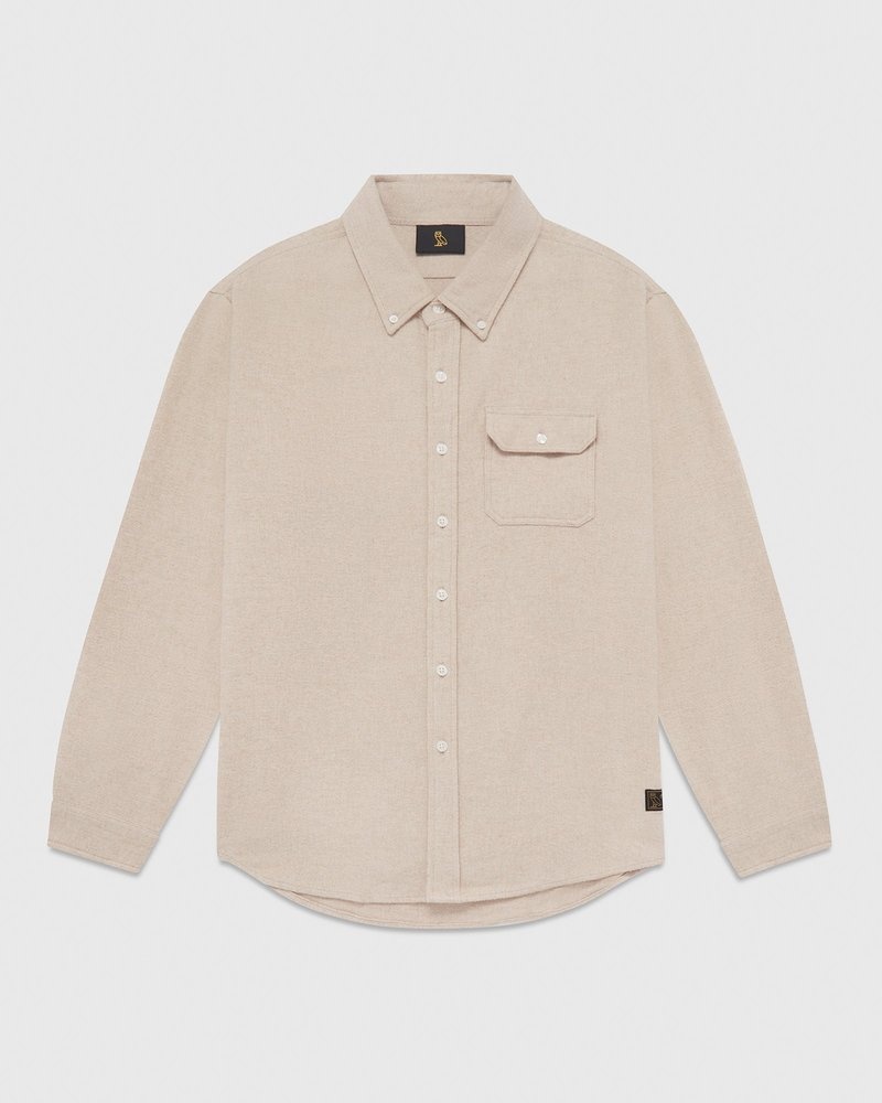 tops octobers very own ovo flannel shirt oatmeal