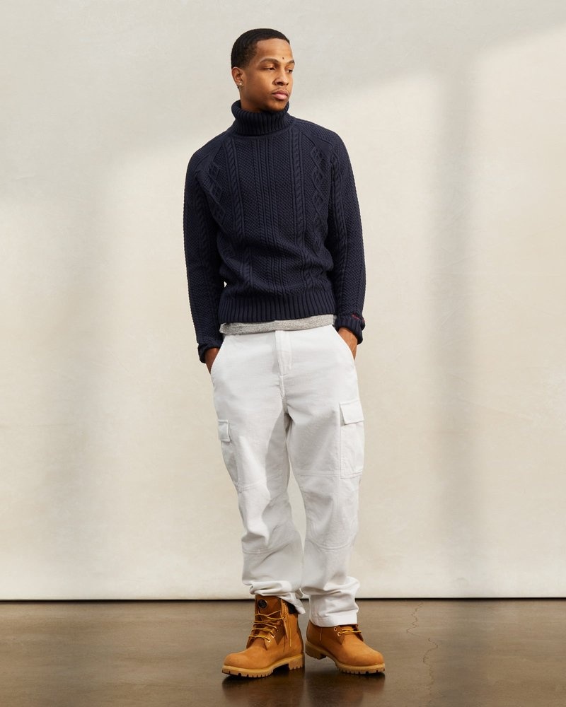 tops octobers very own ovo cable knit turtleneck sueter azul marino